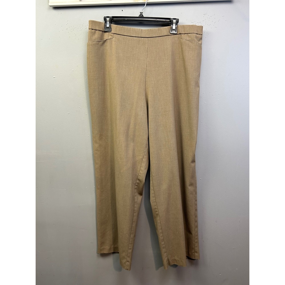Dressbarn Pants Womens 20 Tan Straight Leg High Rise Elastic Back Work Trousers
